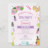 Fête Spa rose Anniversaire Invitation Pamper & Rel (Devant)