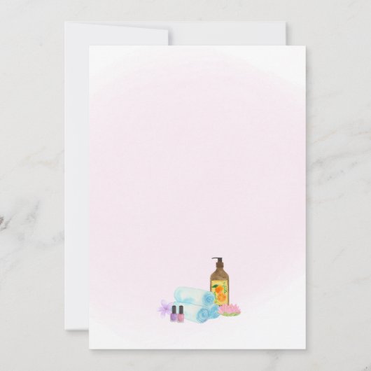 Fête Spa rose Anniversaire Invitation Pamper & Rel (Dos)