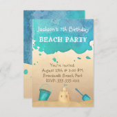 Fête sur la plage, invitation personnalisée pour u (Devant / Derrière)