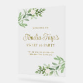 Fête Sweet 16 aquarelle fleurs blanches et vertes (Angle)