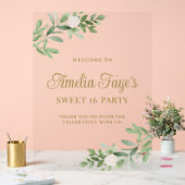 Fête Sweet 16 aquarelle fleurs blanches et vertes (Mariage)