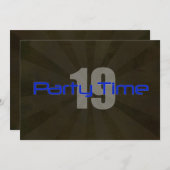 Fête Time Black Grey Boy Invitation 19e anniversai (Devant / Derrière)