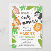 Fête tropicale Animaux Safari Jungle Invitation (Devant)