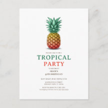Fête tropicale avec invitation rétro à l'ananas