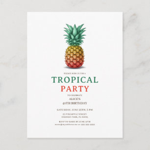 Fête tropicale avec invitation rétro ananas