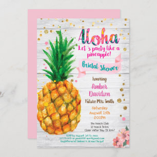Fête tropicale invitation à la douche d'ananas