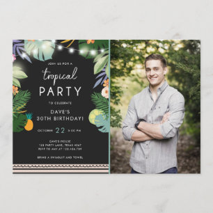 Fête tropicale Luau Aloha Man Invitation d'anniver