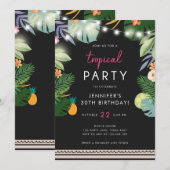 Fête tropicale Luau Aloha Pink Invitation d'annive (Devant / Derrière)