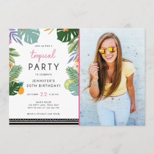 Fête tropicale Luau Aloha Pink Invitation d'annive