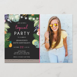 Fête tropicale Luau Aloha Pink Invitation d'annive