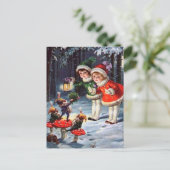 fête vintage Noël enfants Carte postale (Debout devant)