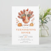 Fête Whimsical Turquie Thanksgiving Invitation (Debout devant)