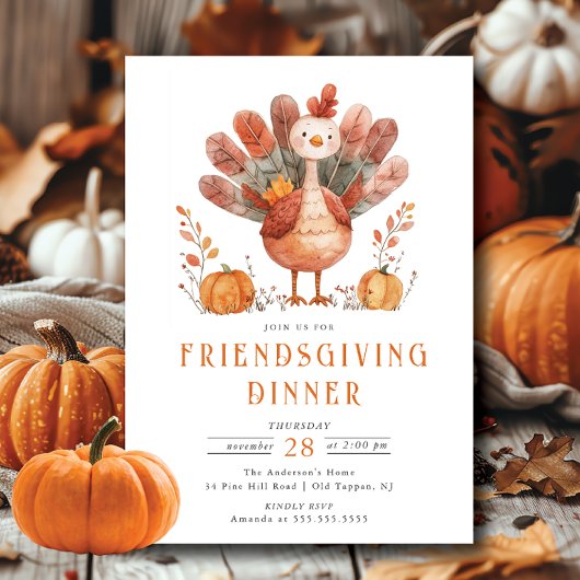 Fête Whimsical Turquie Thanksgiving Invitation