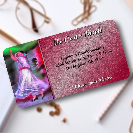 Fêter Mexique Danseuse mexicaine 0175 Étiquette de