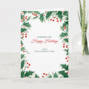 Fêtes Annuelles Cartes de Noël pour clients et employés avec houx