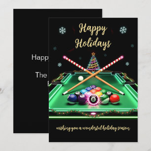 Fêtes Annuelles Cartes de Noël pour joueur de billard de vacances