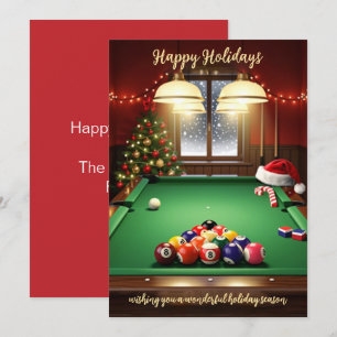 Fêtes Annuelles Cartes de Noël pour joueur de billard de vacances