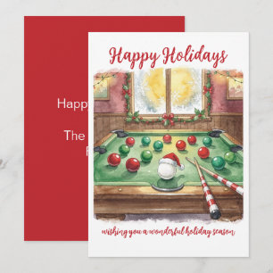 Fêtes Annuelles Cartes de Noël pour joueur de billard de vacances