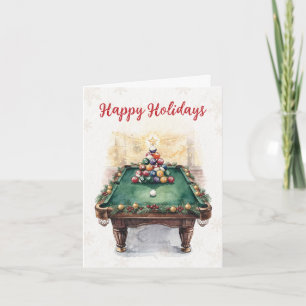 Fêtes Annuelles Cartes de Noël pour joueur de billard de vacances