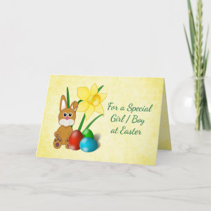 Fêtes Annuelles Cartes de Pâques Jonquils et Lapin pour Enfants