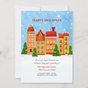 Fêtes Annuelles Cartes de vœux de Noël pour maisons de ville neuve