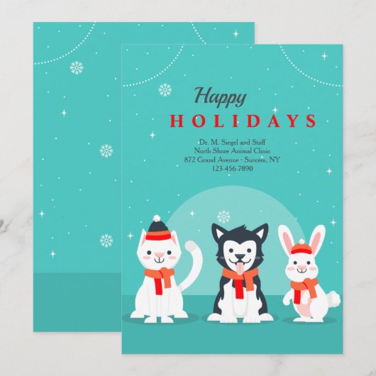 Fêtes Annuelles Cartes de vœux de vacances pour animaux de compagn (Devant / Derrière)