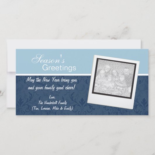 Fêtes Annuelles Cartes de vœux photo élégantes et bleues pour les  (Devant)