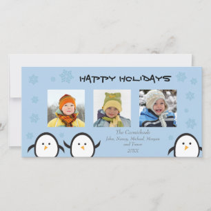 Fêtes Annuelles Cartes fantaisistes de Noël pour Penguins (bleu)