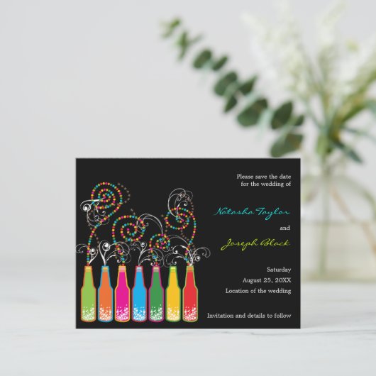 Fêtes Bubbly ! Enregistrer la date Carte postale p (Debout devant)