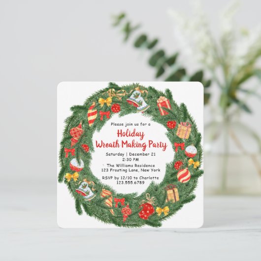 Fêtes Couronnes Fête Noël Invitations (Debout devant)