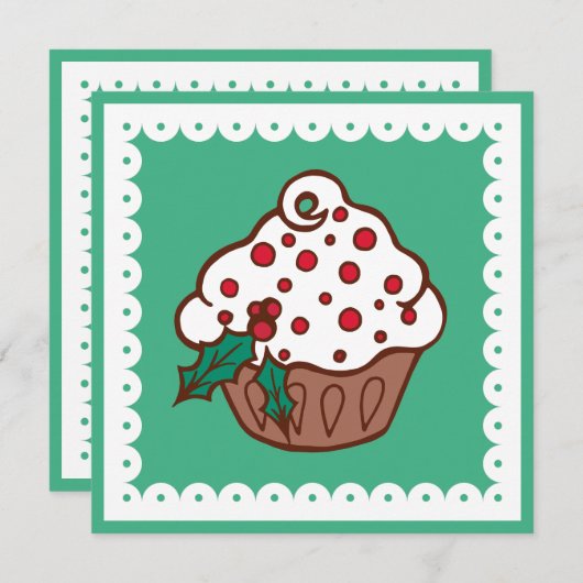 Fêtes Cupcake Noël Invitations (Devant / Derrière)