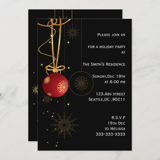 fêtes de fête Invitations (Devant / Derrière)