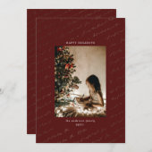 fêtes de noël carol faux feuille d'or carte photo  (Devant / Derrière)