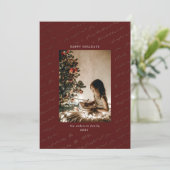 fêtes de noël carol faux feuille d'or carte photo  (Debout devant)