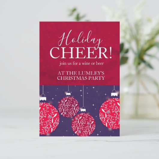 Fêtes de Noël chevelure bauble invitations (Debout devant)