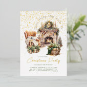 Fêtes de Noël cosy Foil Invitation (Debout devant)