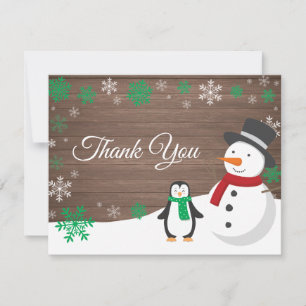 Fêtes de Noël d'hiver Carte de remerciements de ne