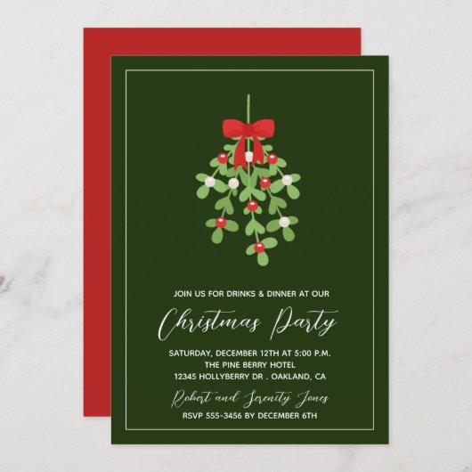 Fêtes de Noël Mistletoe Greenery Invitation (Devant / Derrière)