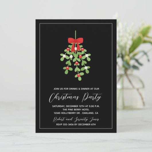 Fêtes de Noël Mistletoe Greenery Invitation (Debout devant)