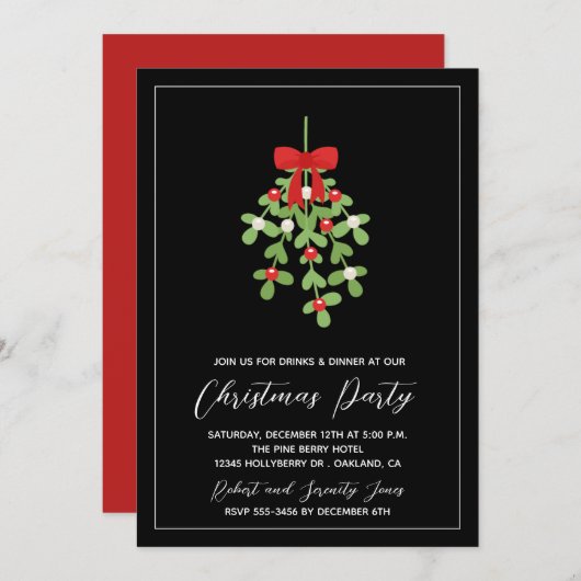 Fêtes de Noël Mistletoe Greenery Invitation (Devant / Derrière)