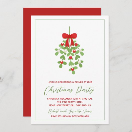 Fêtes de Noël Mistletoe Greenery Invitation (Devant / Derrière)
