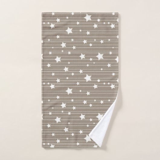 Fêtes de Noël rayures, points et étoiles blanches (Serviette à main)