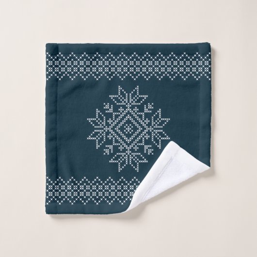 Fêtes de Noël saison bleu flocon de neige (Gant de toilette)