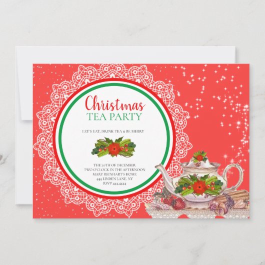 Fêtes de Noël Tea Party Invitations (Devant)