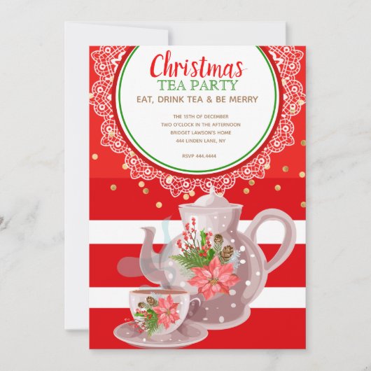 Fêtes de Noël Tea Party Invitations (Devant)