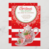 Fêtes de Noël Tea Party Invitations (Devant / Derrière)