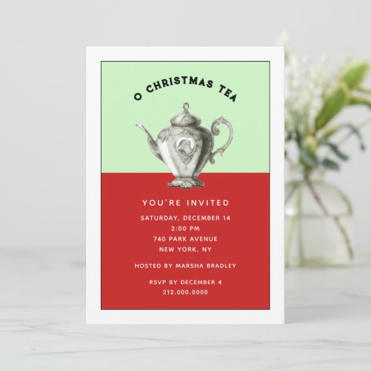 Fêtes de Noël Tea Party Invitations (Debout devant)