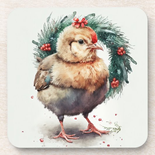 Fêtes / Dessous de verre de poulet de Noël (Devant)
