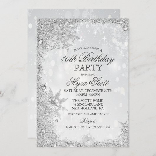 Fêtes d'hiver Invitation de fête d'anniversaire (Devant / Derrière)