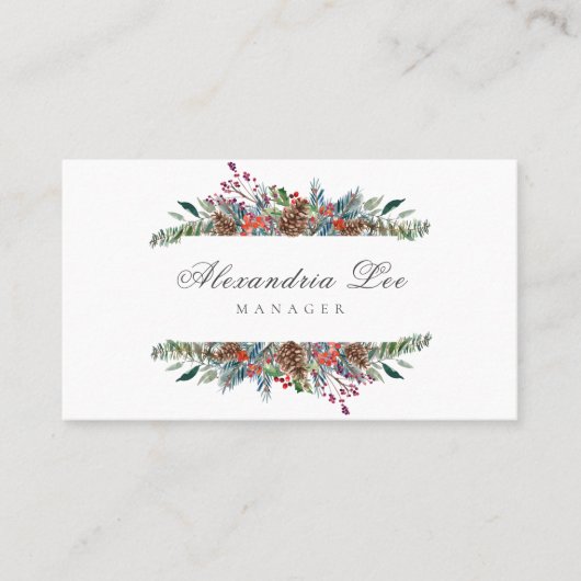 Fêtes Noël Floral Cartes de visite (Devant)